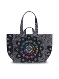 Medium Quilted Cabas - HEARTS - All Black 