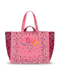 Maxi Cabas Tote - LOVE - Strawberry Pink / Burgundy