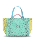 Quilted Maxi Cabas Tote - PATCHWORK - Mint/ Colorblock