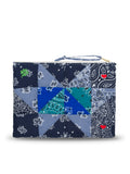 Zipped Quilted Pouch - PATCHWORK - Navy / Colorblock