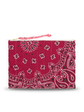 Quilted Zipped Pouch - PATCHWORK - Burgundy / Colorblock
