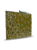 Zipped Quilted Pouch - CLOVER - Bronze / Weekend Green