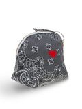 Small Toilet Bag - HEART - Dark Grey / Pale Grey