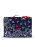 Quilted Zipped Pouch - HEART - Navy / Real Red