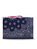 Quilted Zipped Pouch - HEART - Navy / Real Red