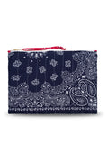 Zipped Quilted Pouch - HEART - Navy / Real Red