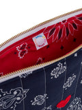 Quilted Zipped Pouch - HEART - Navy / Real Red