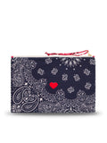 Zipped Pouch - HEART - Navy / Real Red