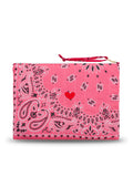 Quilted Zipped Pouch - HEART - Strawberry Pink/ Real red