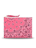 Quilted Zipped Pouch - HEART - Strawberry Pink/ Real red