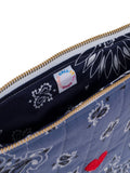 Quilted Zipped Pouch - HEART - Chambray / Navy
