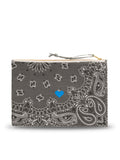 Zipped pouch - Heart - Dark Grey / Pale Grey