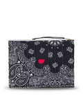 Quilted Zipped Pouch - HEART - All Black