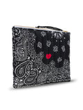 Zipped Quilted Pouch - HEART - All Black