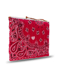 Quilted Zipped Pouch - HEART - Real Red / Burnt Orange