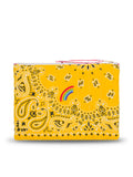 Pochette zippée matelasée jaune et rose broderie arc en ciel
