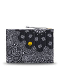 Quilted Zipped Pouch - HAPPY FACE - All Black
